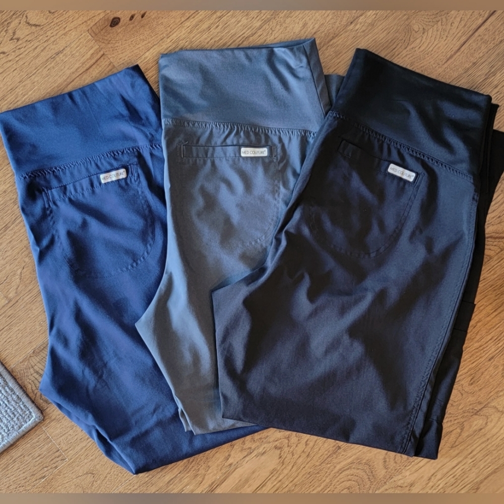 Large Med Couture Maternity Scrub Bottoms (set of 3)